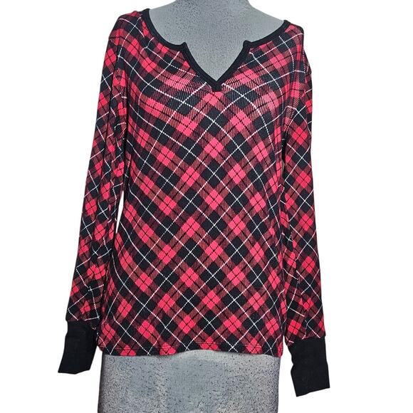 Victorias Secret Plaid Cotton Blend Loung Top Size Small - Picture 1 of 4